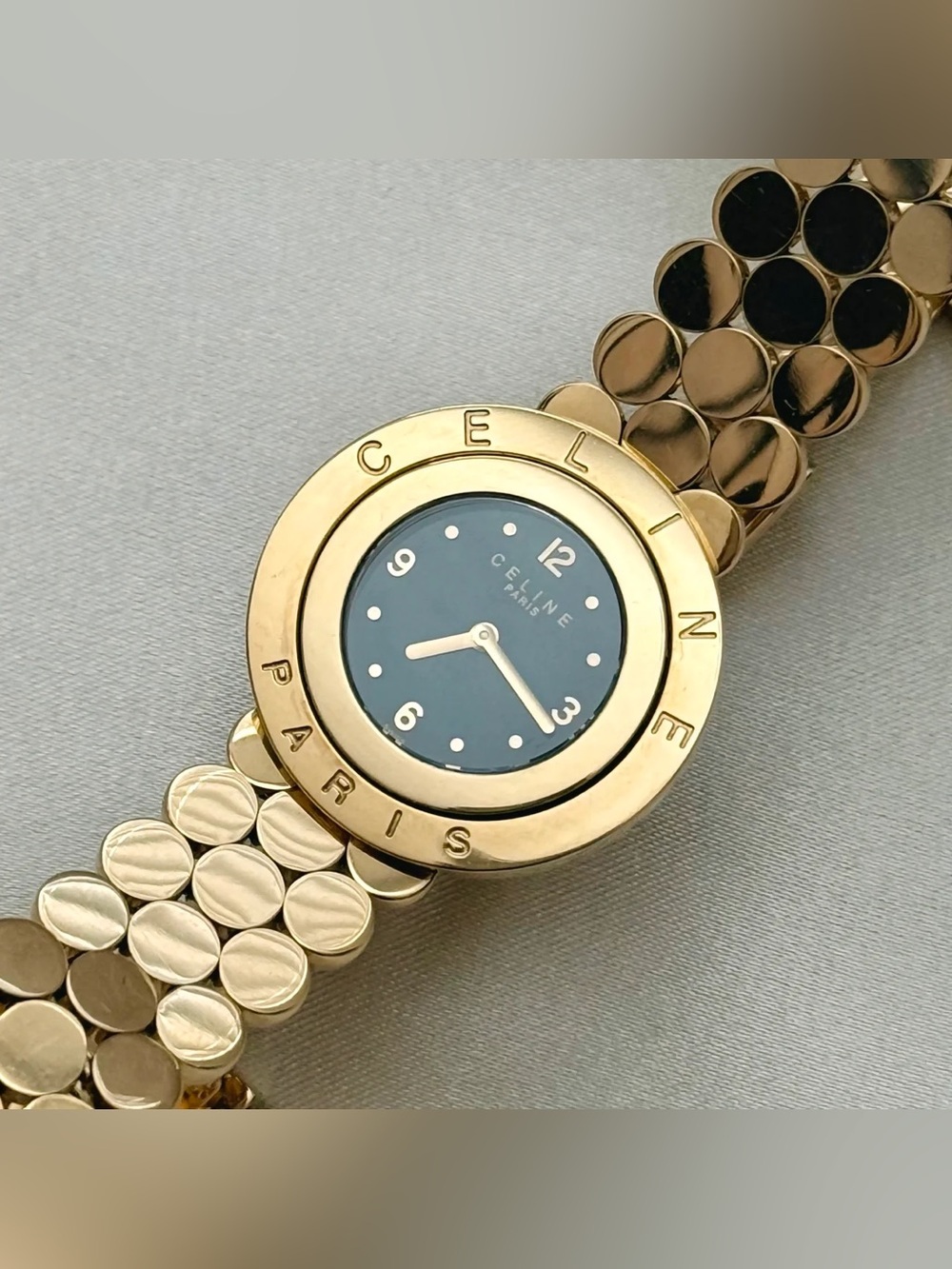 AUTHENTIC VERY RARE VINTAGE CELINE GOLD WATCH - Picture 5 of 8